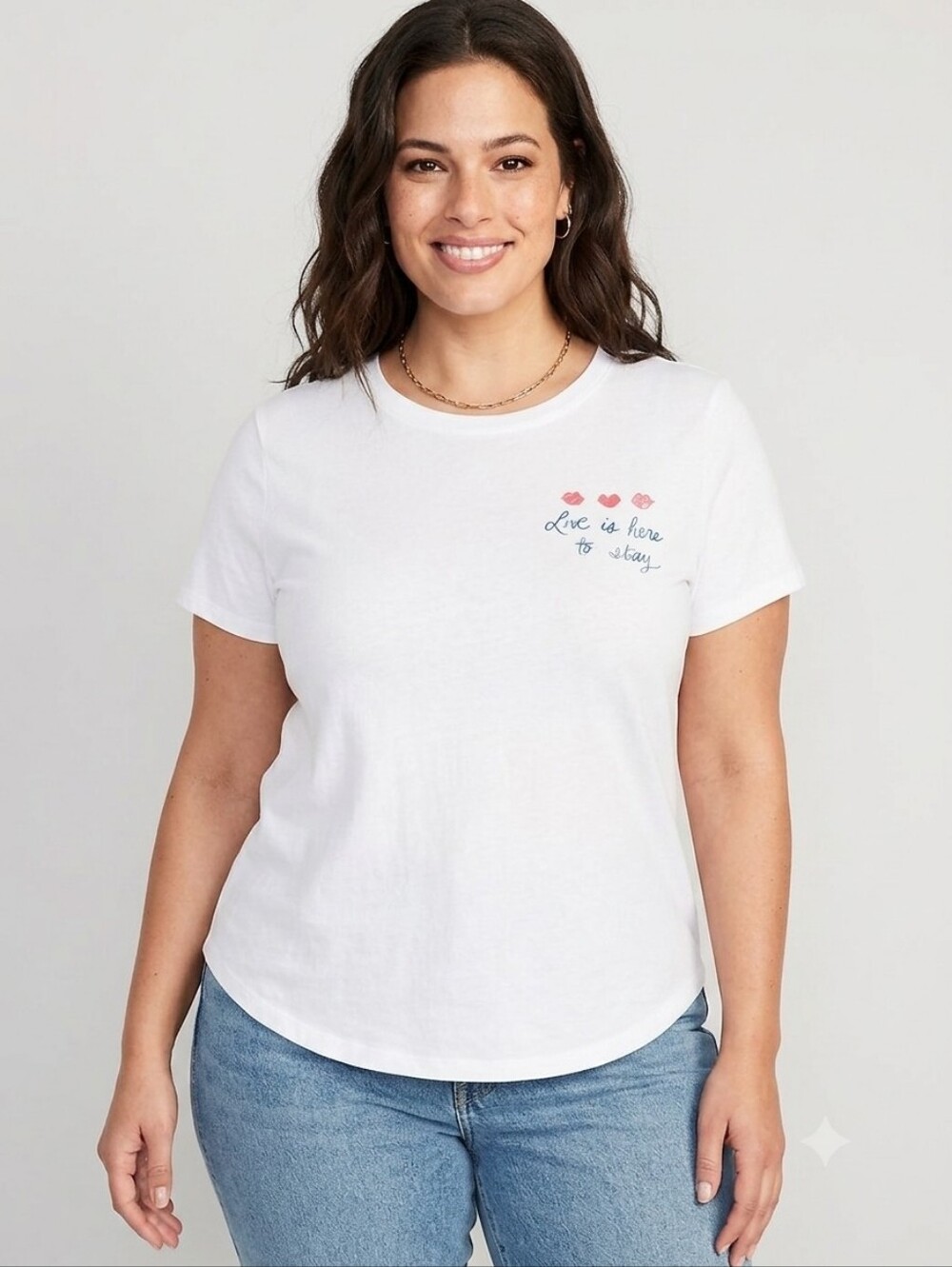 OLD NAVY White Graphic Tee - "Love is Here to Stay"